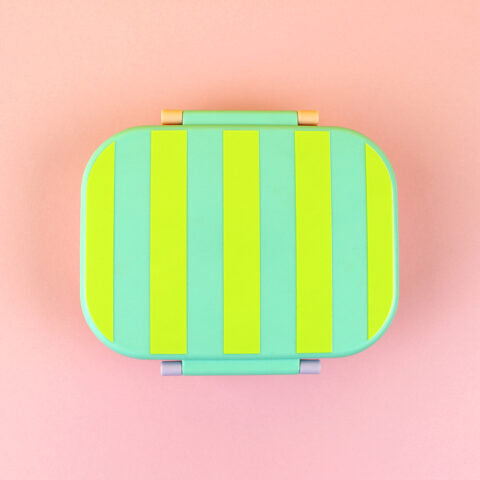 Brotdose/Lunchbox mit herausnehmbarem Einsatz - mint/gelb/apricot im Geschenkkarton
