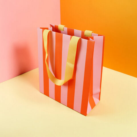 Geschenktasche Größe M, rosa/orange/gelb