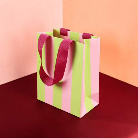 Geschenktasche Größe S, rosa/grasgrün/dunkelpink