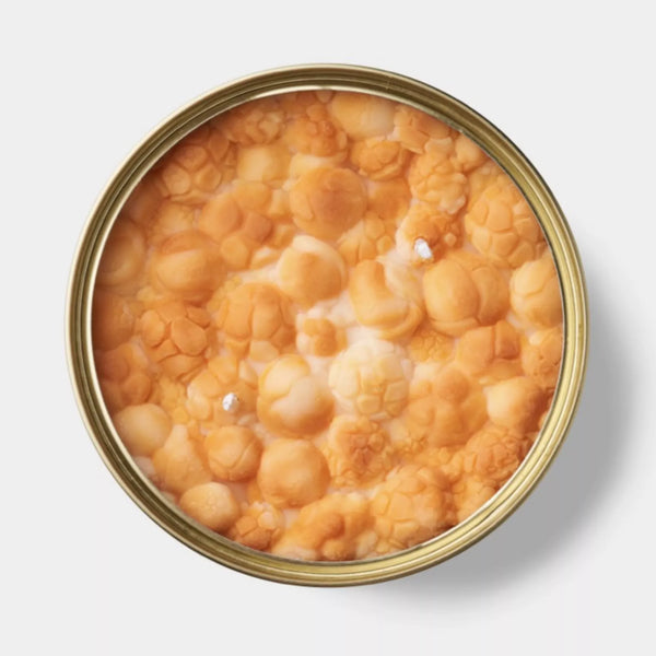 Karamell-Popcorn-Duftkerze – 260 g. | In einer Dose versiegelt | Zwei Dochte | 100 % pflanzliches Wachs | Handgefertigt | Große Neuheitskerze