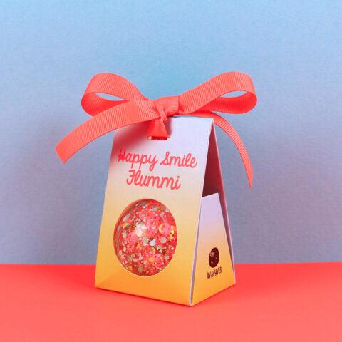 Flummiball mit Smileys und Konfetti, neonpink/hellblau 49 mm