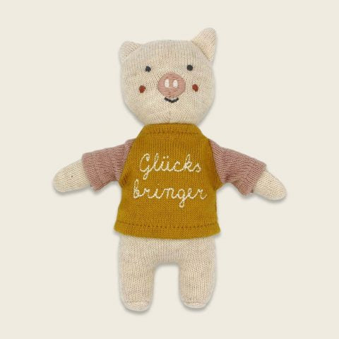 Glücksbringer-Schwein mit Shirt gelb/rosa, 15cm