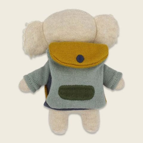Koala “Schulkind” mit Schulranzen und Shirt in blau/hellblau, 15cm
