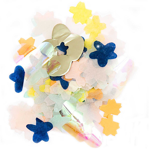 Konfetti Blüten, blau