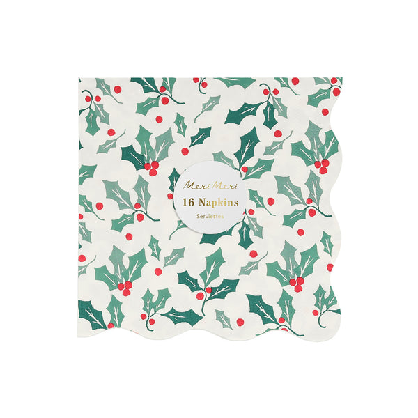 Meri Meri Holly Pattern Large Napkins