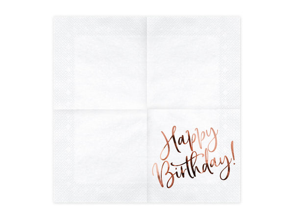 PartyDeco Papierservietten Happy Birthday Rosegold