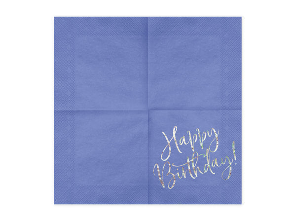 PartyDeco Servietten Happy Birthday, Blau