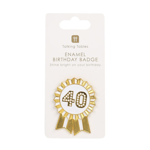 Luxe Gold Enamel "40" Pin Badge