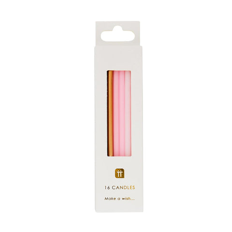 WE Heart Pink Birthday Candles, 10cm - 16 Stück