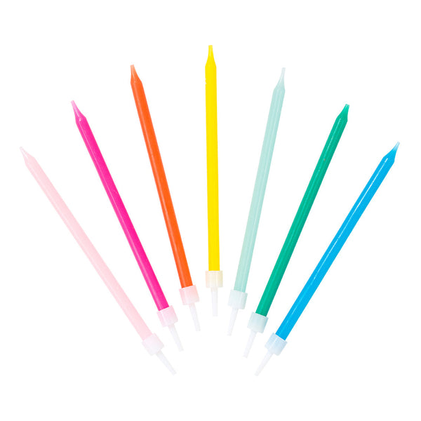 Rainbow Brights Birthday Candles, 10cm -16 Stück