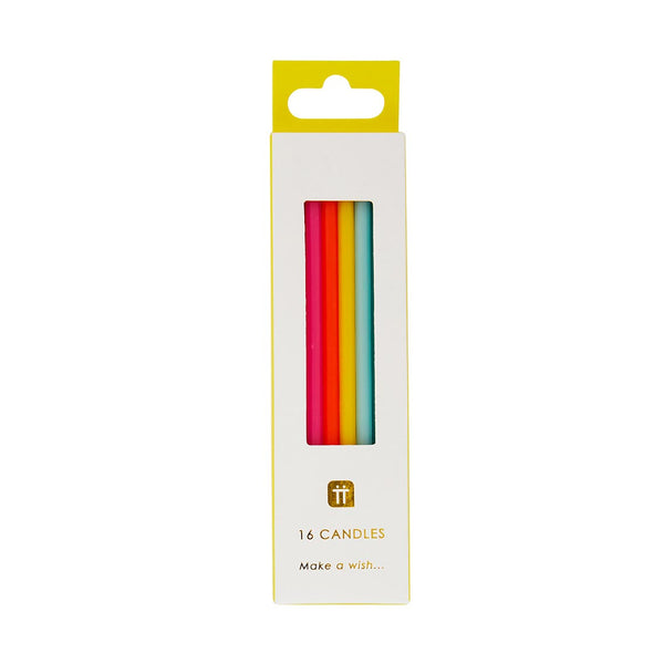 Rainbow Brights Birthday Candles, 10cm -16 Stück